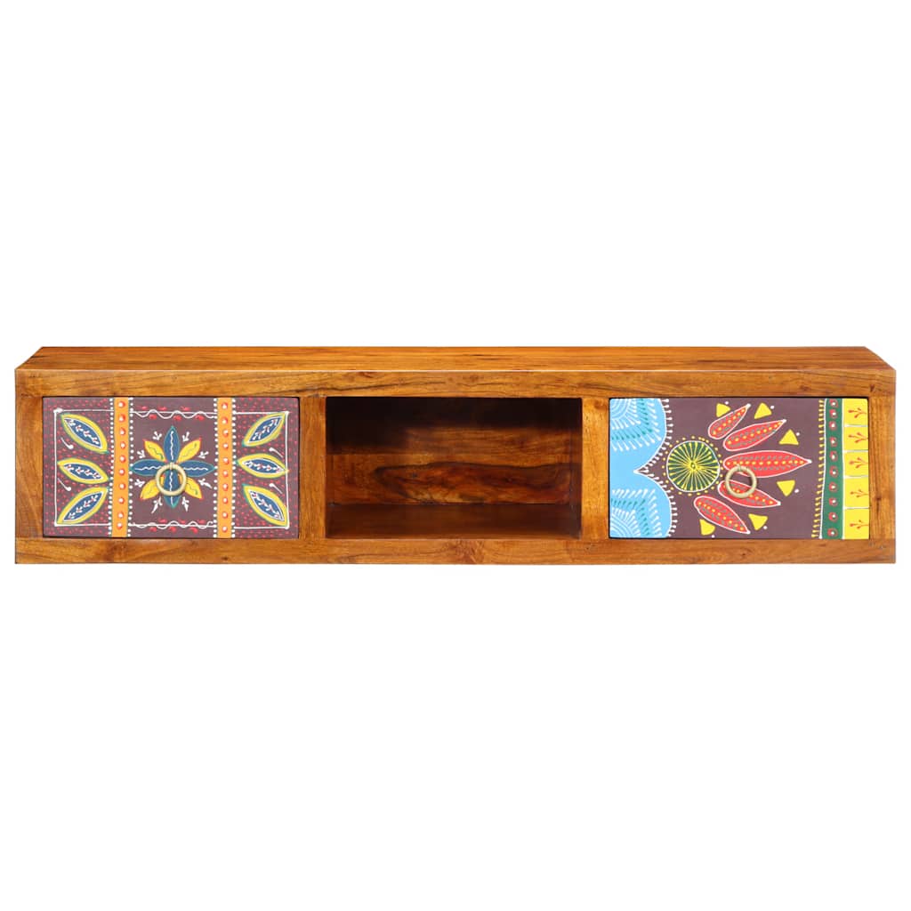 Mobile TV a Parete Multicolore 100x30x22 Legno Massello Acacia - homemem39