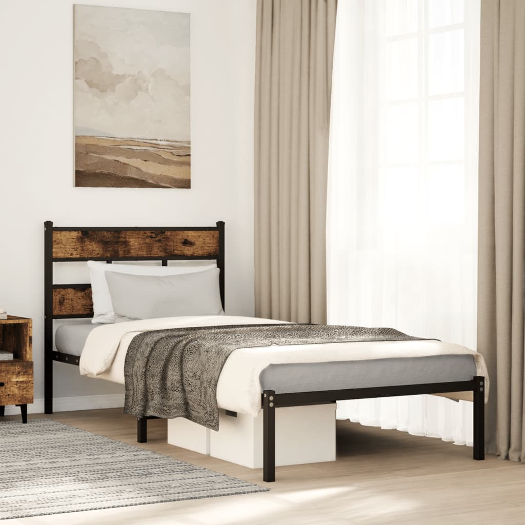 Giroletto senza Materaso in Metallo Rovere Fumo 75x190 cm | homemem39
