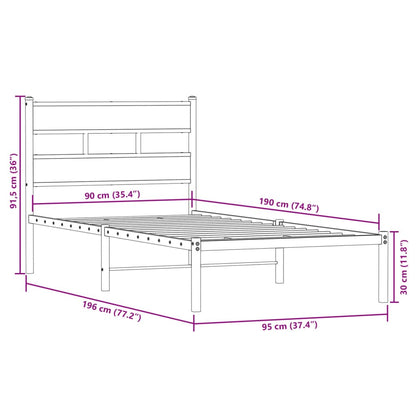 Giroletto senza Materaso in Metallo Rovere Fumo 90x190 cm | homemem39
