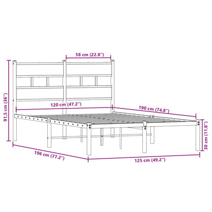 Giroletto senza Materaso in Metallo Rovere Fumo 120x190 cm | homemem39