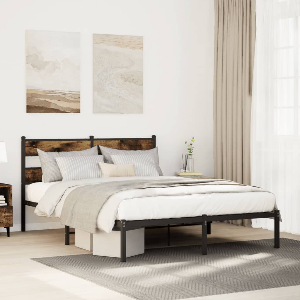 Giroletto senza Materaso in Metallo Rovere Fumo 140x200 cm | homemem39