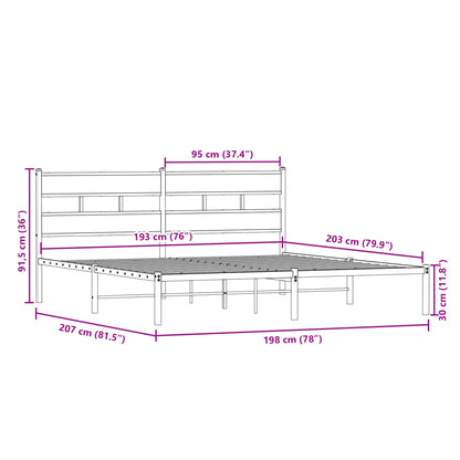 Giroletto senza Materaso in Metallo Rovere Fumo 193x203 cm | homemem39