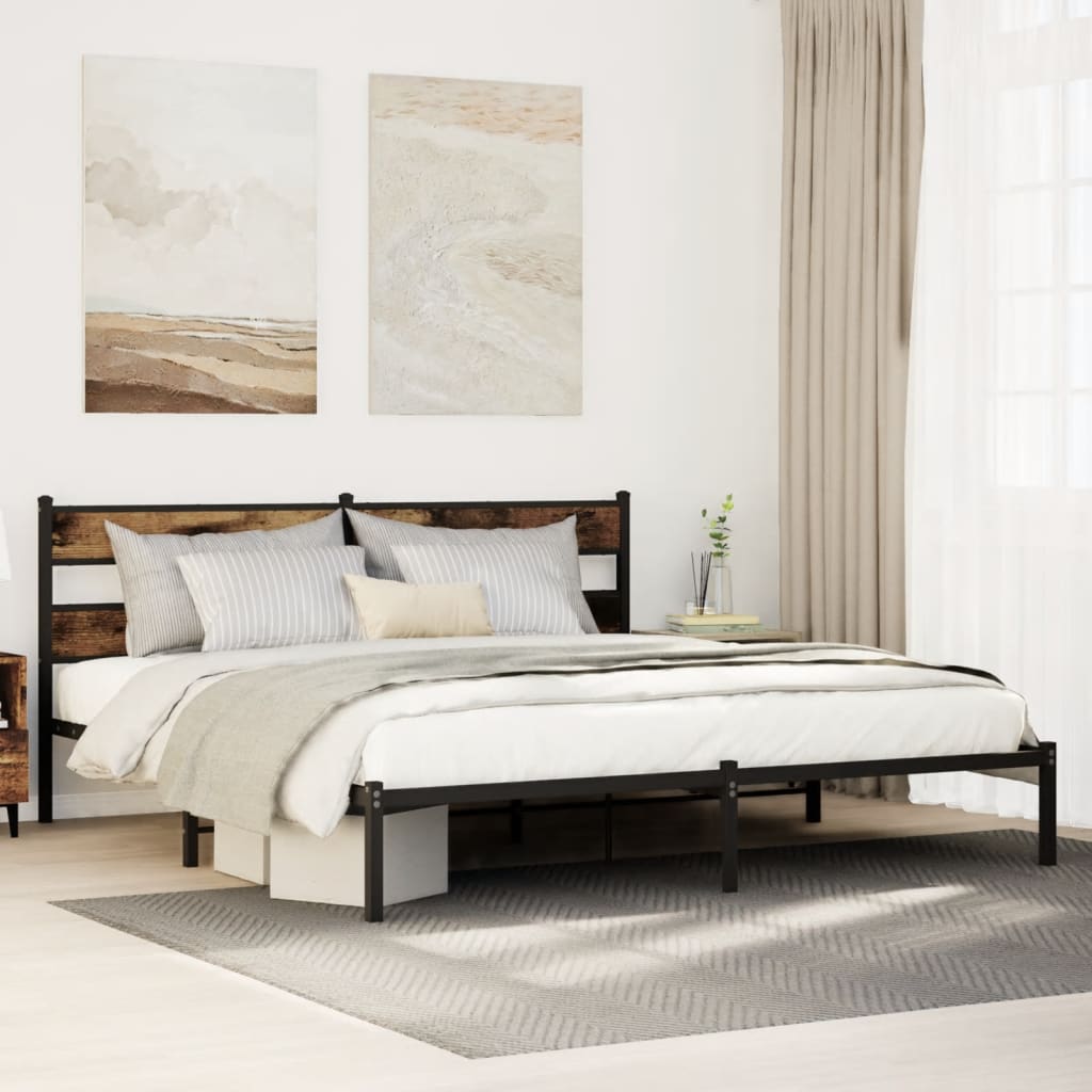 Giroletto senza Materaso in Metallo Rovere Fumo 193x203 cm | homemem39
