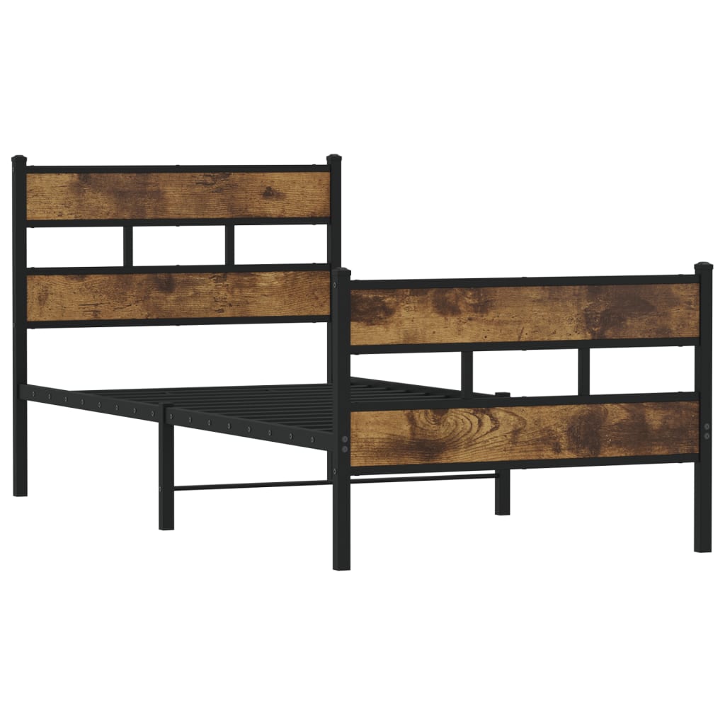 Giroletto senza Materaso in Metallo Rovere Fumo 90x190 cm | homemem39