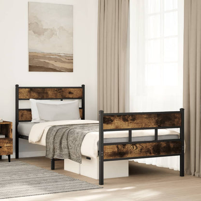 Giroletto senza Materaso in Metallo Rovere Fumo 90x190 cm | homemem39