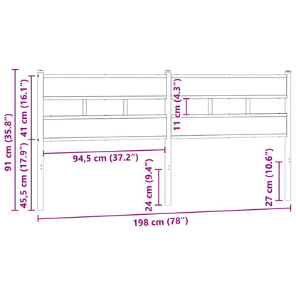 Testiera di Ricambio Rovere Fumo 193 cm in Ferro e Legno Multistrato | homemem39