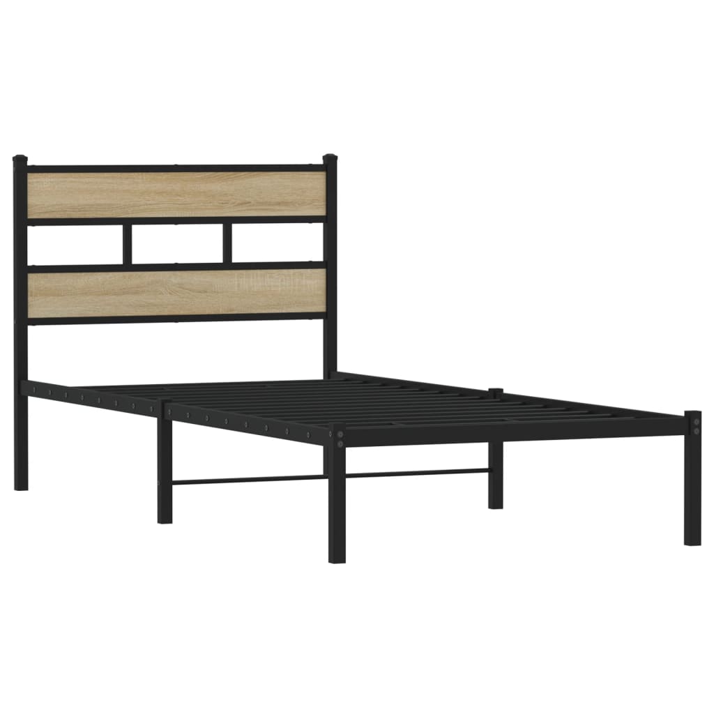 Giroletto senza Materaso in Metallo Rovere Sonoma 100x190 cm | homemem39