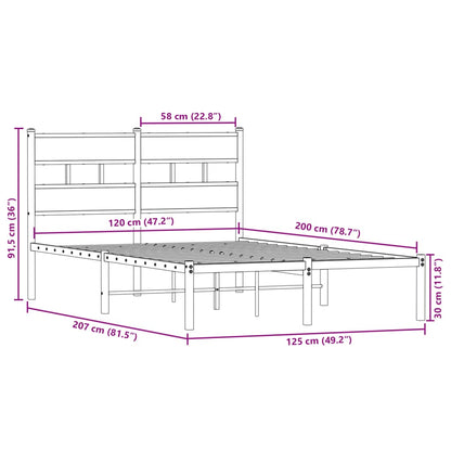 Giroletto senza Materaso in Metallo Rovere Sonoma 120x200 cm | homemem39