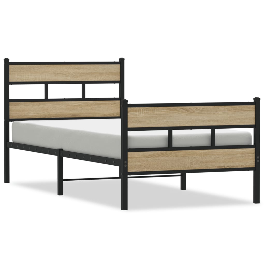 Giroletto senza Materaso in Metallo Rovere Sonoma 90x190 cm | homemem39