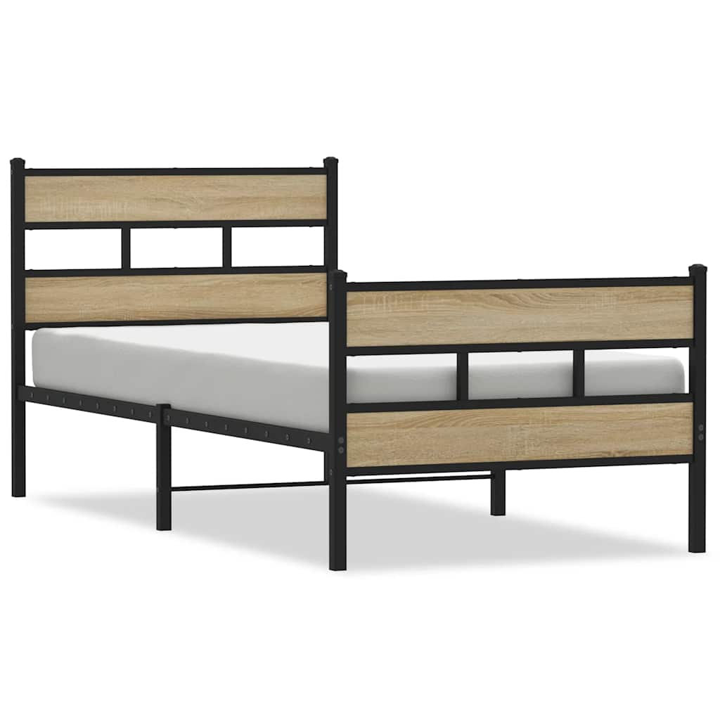 Giroletto senza Materaso in Metallo Rovere Sonoma 100x190 cm | homemem39