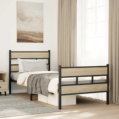 Giroletto senza Materaso in Metallo Rovere Sonoma 100x190 cm | homemem39