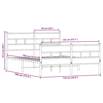 Giroletto senza Materaso in Metallo Rovere Sonoma 135x190 cm - homemem39
