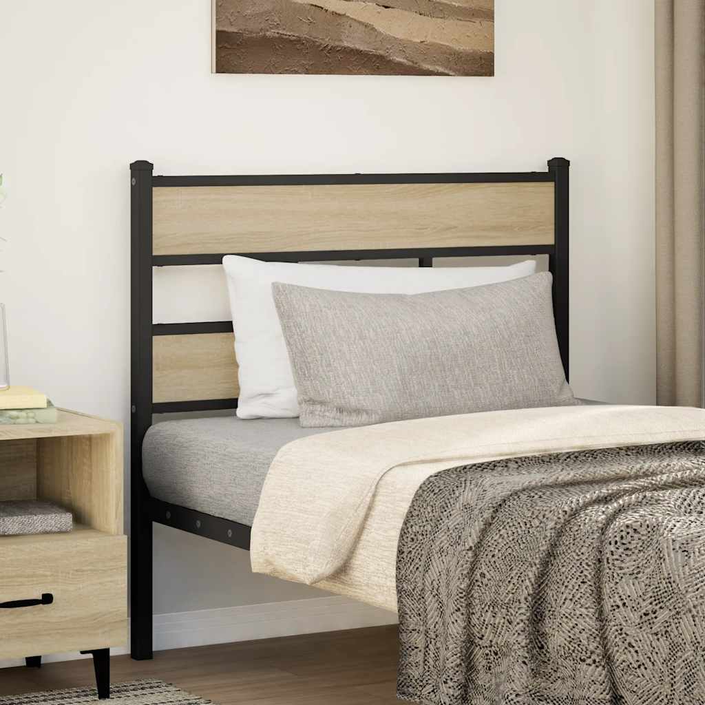 Testiera di Ricambio Rovere Sonoma 80 cm in Ferro e Legno Multistrato