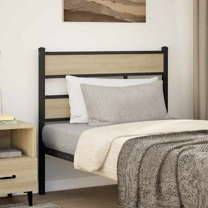 Testiera di Ricambio Rovere Sonoma 90 cm in Ferro e Legno Multistrato