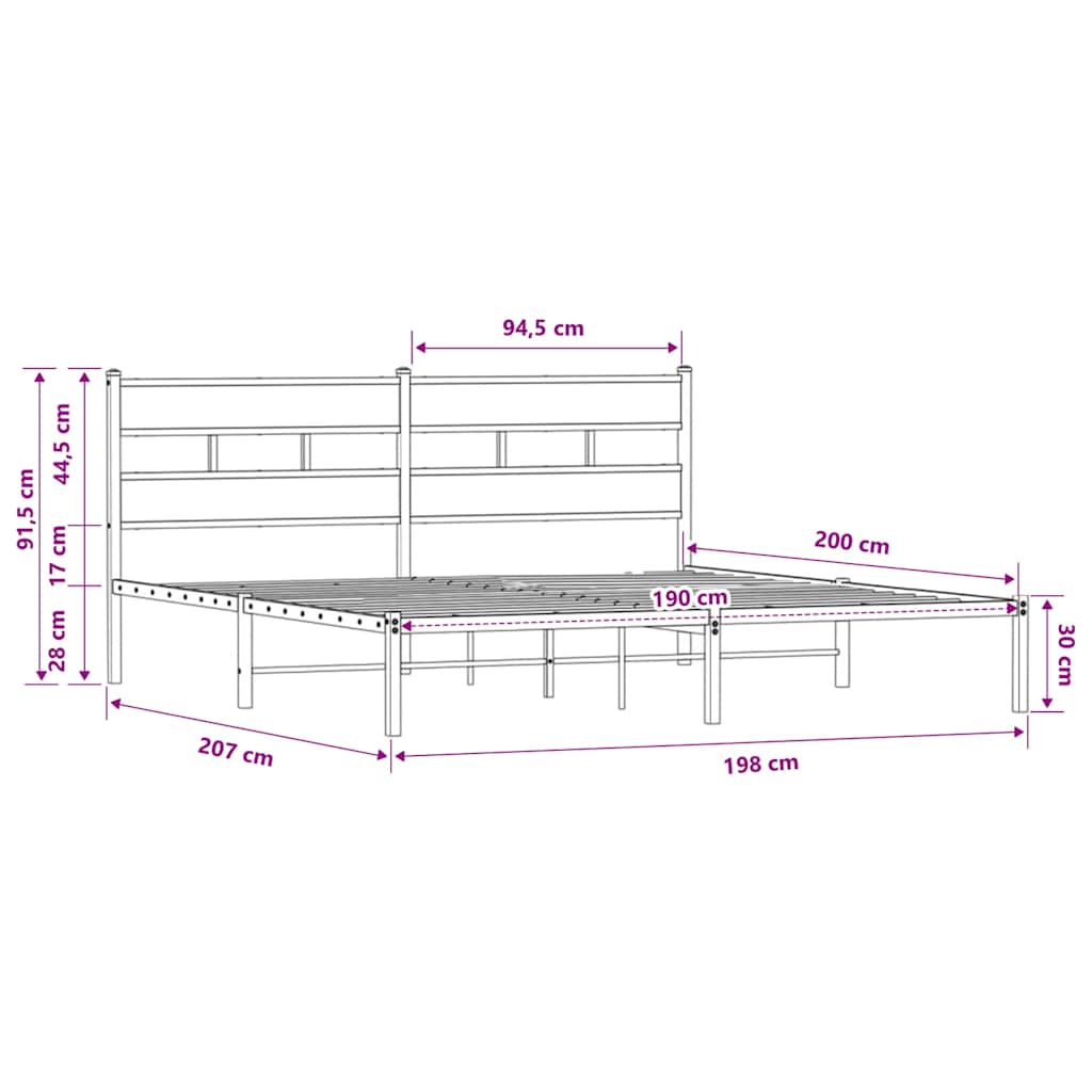 Giroletto senza Materasso con Testiera Rovere Marrone 190x200cm | homemem39