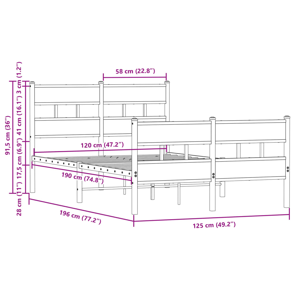 Giroletto senza Materasso con Testiera e Pediera 120x190 cm | homemem39