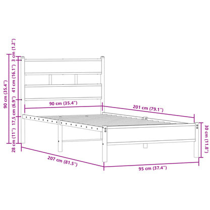 Giroletto senza Materasso con Testiera Rovere Sonoma 90x200 cm | homemem39
