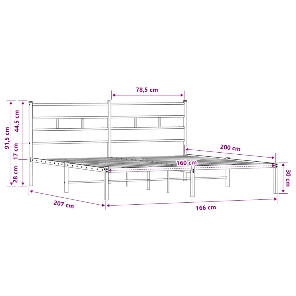 Giroletto senza Materasso con Testiera Rovere Sonoma 160x200 cm | homemem39