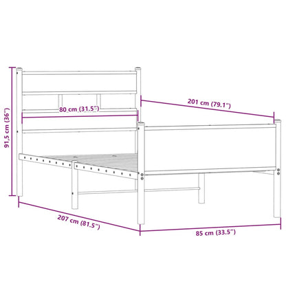 Giroletto senza Materasso Rovere Fumo 80x200 cm in Truciolato | homemem39
