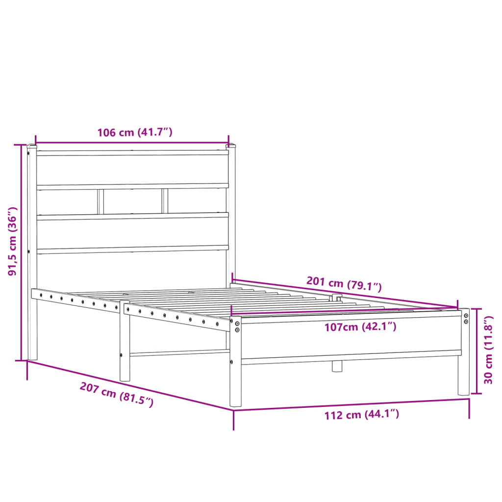 Giroletto senza Materasso Rovere Sonoma 107x200cm in Truciolato | homemem39