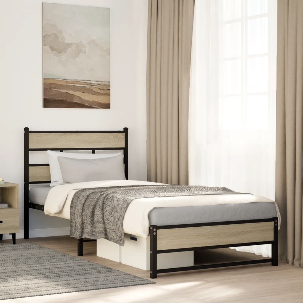 Giroletto senza Materaso in Metallo Rovere Sonoma 75x190 cm | homemem39
