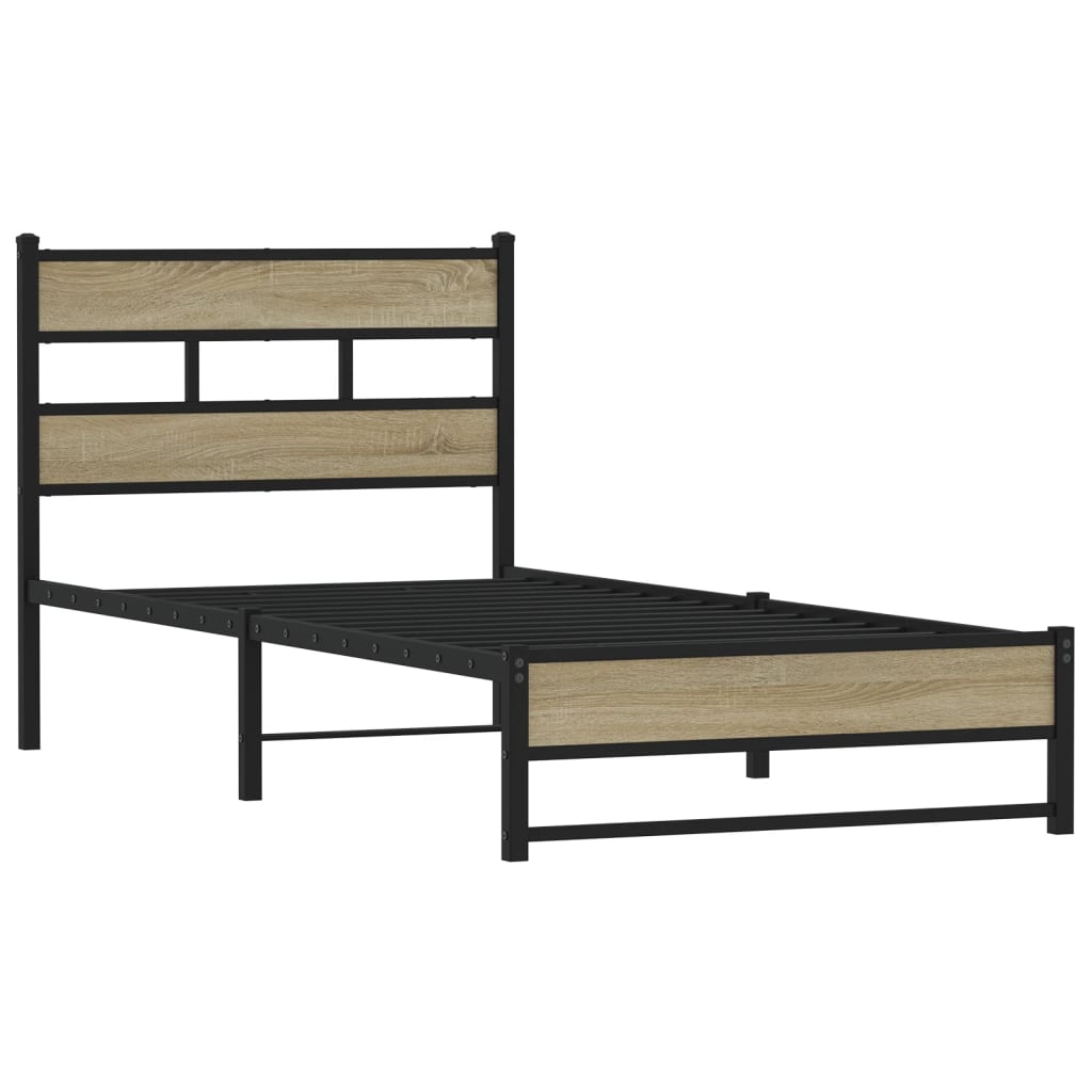 Giroletto senza Materaso in Metallo Rovere Sonoma 90x200 cm | homemem39