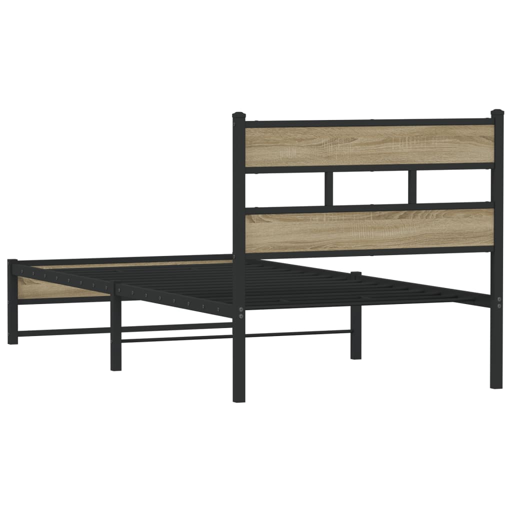 Giroletto senza Materaso in Metallo Rovere Sonoma 90x200 cm | homemem39