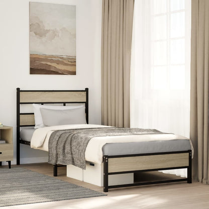 Giroletto senza Materaso in Metallo Rovere Sonoma 90x200 cm | homemem39