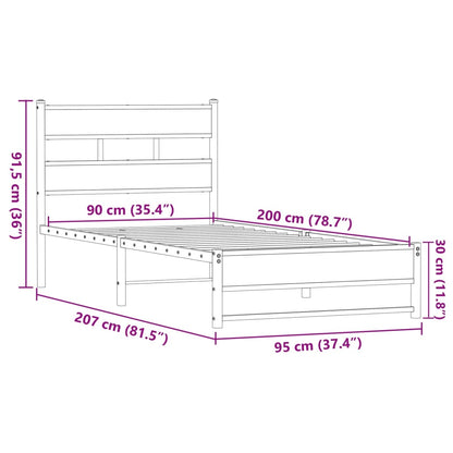 Giroletto senza Materasso in Metallo Rovere Marrone 90x200 cm