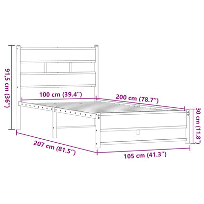 Giroletto senza Materasso in Metallo Rovere Marrone 100x200 cm