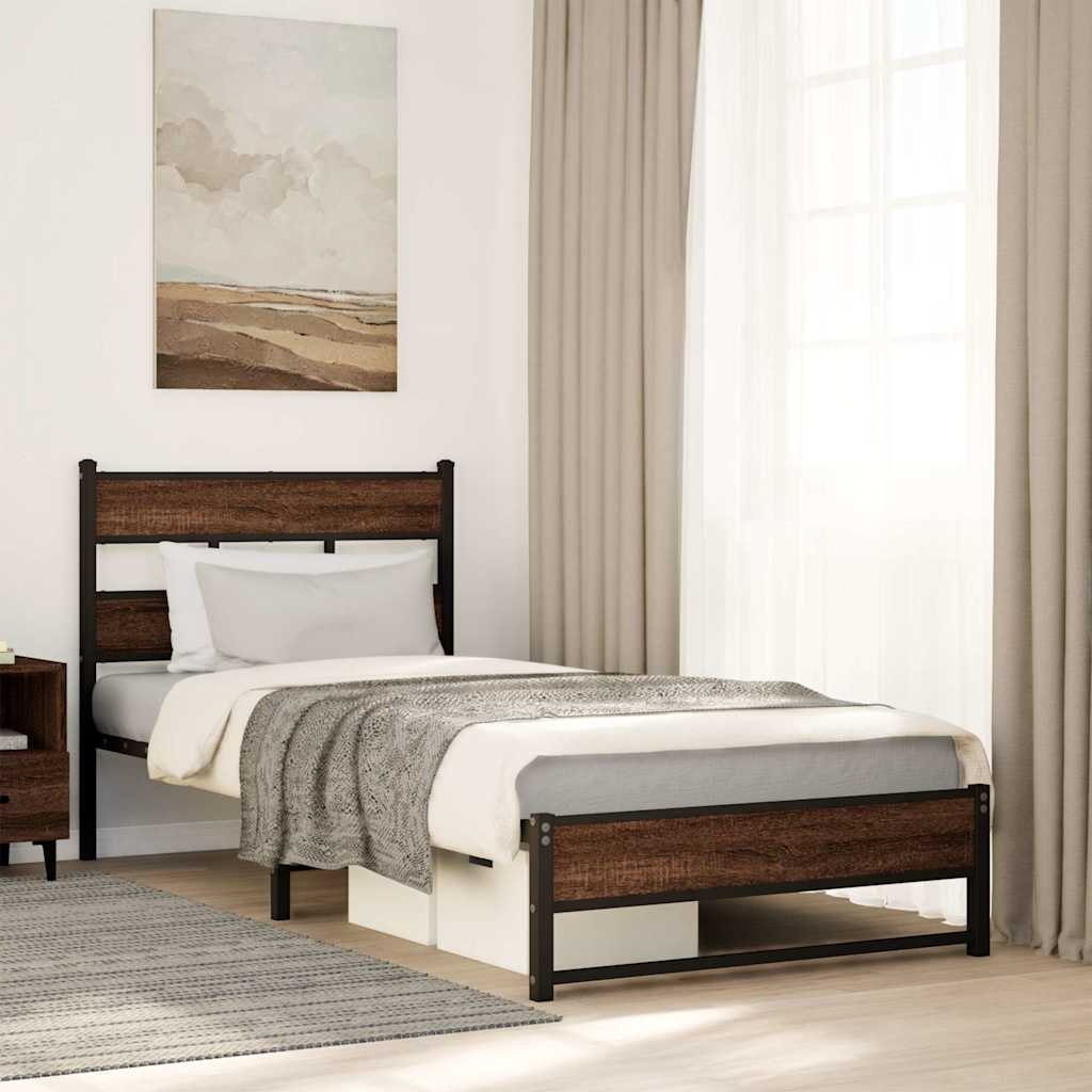 Giroletto senza Materasso in Metallo Rovere Marrone 107x203 cm | homemem39