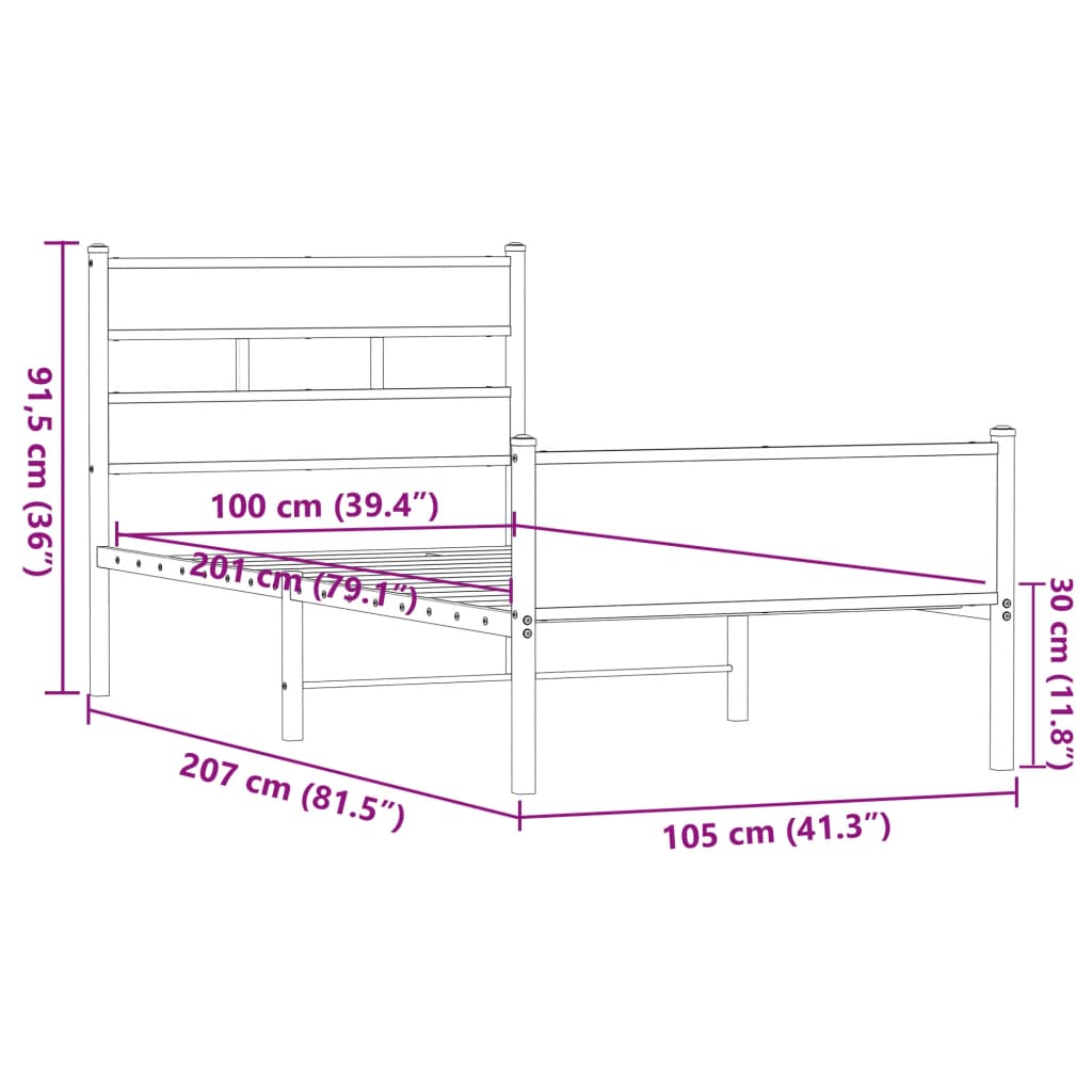 Giroletto senza Materasso Rovere Marrone 100x200 cm Truciolato - homemem39