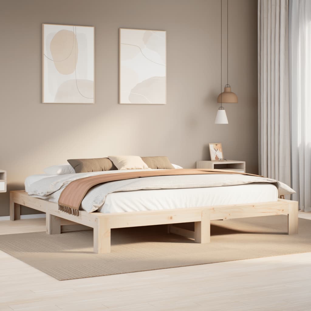 Letto senza Materasso 200x200 cm in Legno Massello di Pino - homemem39