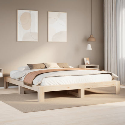 Letto senza Materasso 200x200 cm in Legno Massello di Pino - homemem39