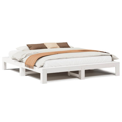 Giroletto senza Materasso Bianco 200x200 cm Legno Massello Pino | homemem39