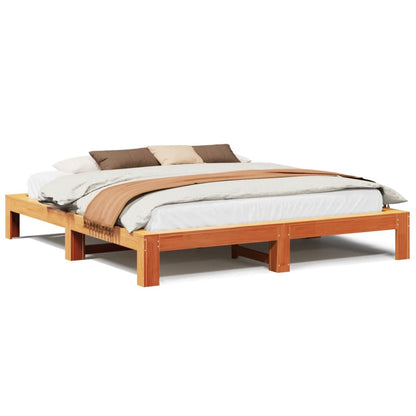 Letto senza Materasso Marrone Cera 200x200 cm in Legno di Pino | homemem39
