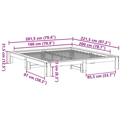 Letto senza Materasso Bianco 180x200 cm Legno Massello di Pino | homemem39