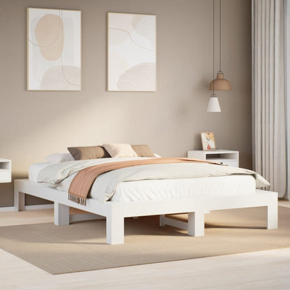 Letto senza Materasso Bianco 160x200 cm Legno Massello di Pino | homemem39