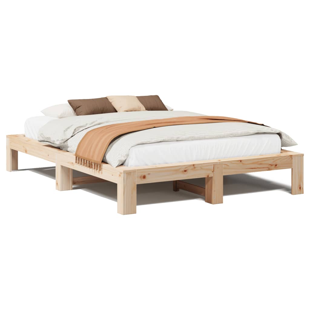 Letto senza Materasso 150x200 cm in Legno Massello di Pino | homemem39