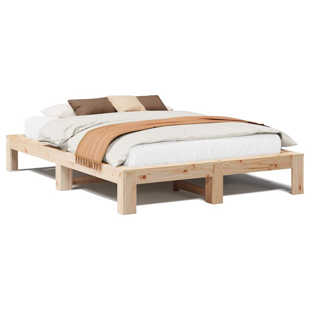 Letto senza Materasso 140x200 cm in Legno Massello di Pino | homemem39