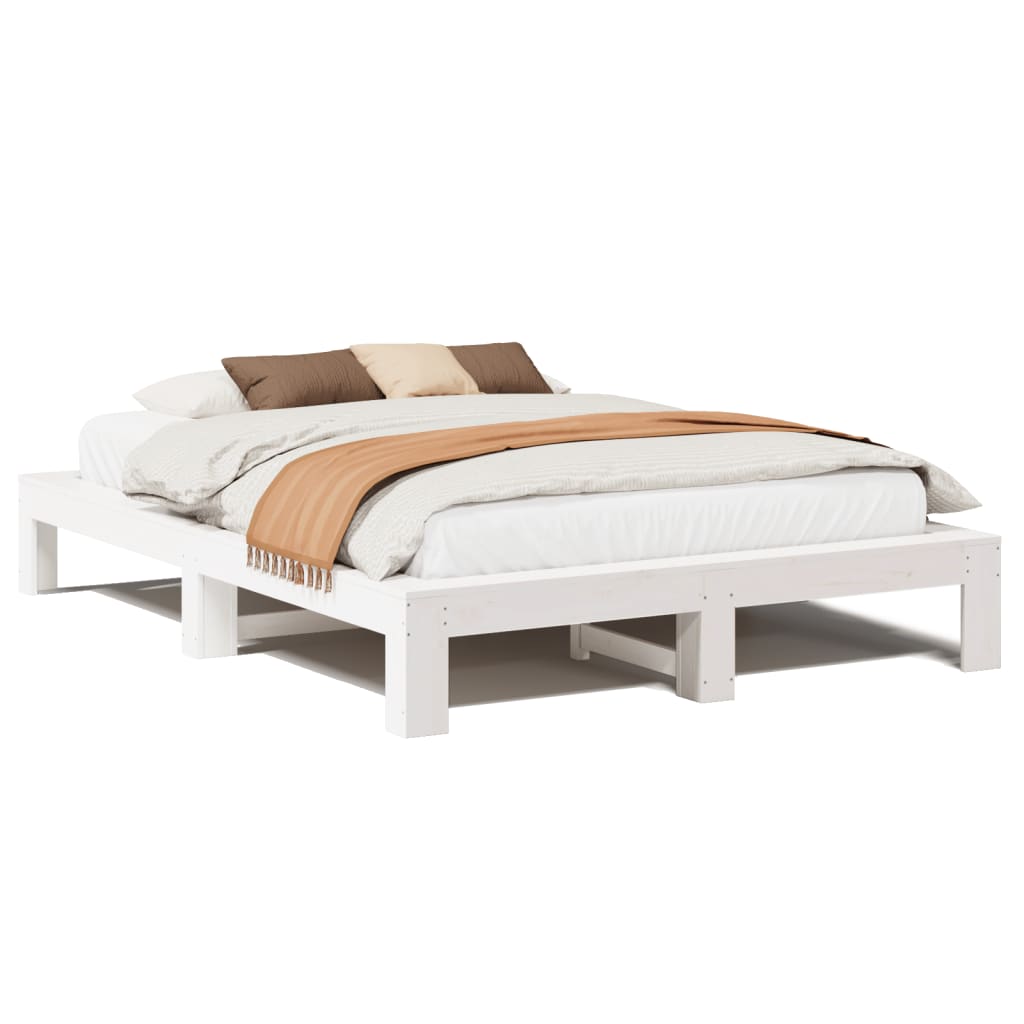 Letto senza Materasso Bianco 140x200 cm Legno Massello di Pino | homemem39