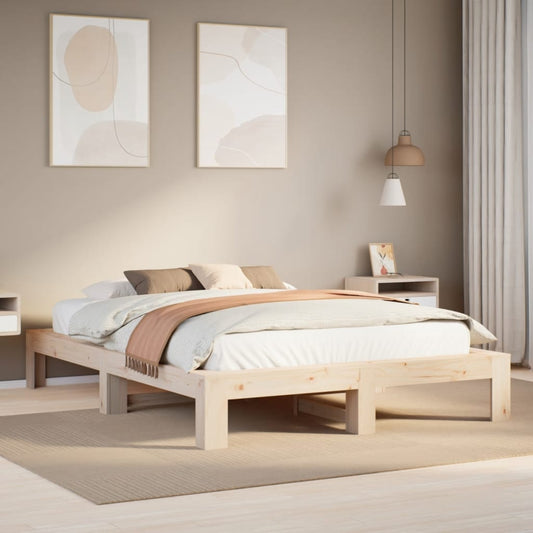 Letto senza Materasso 140x190 cm in Legno Massello di Pino | homemem39
