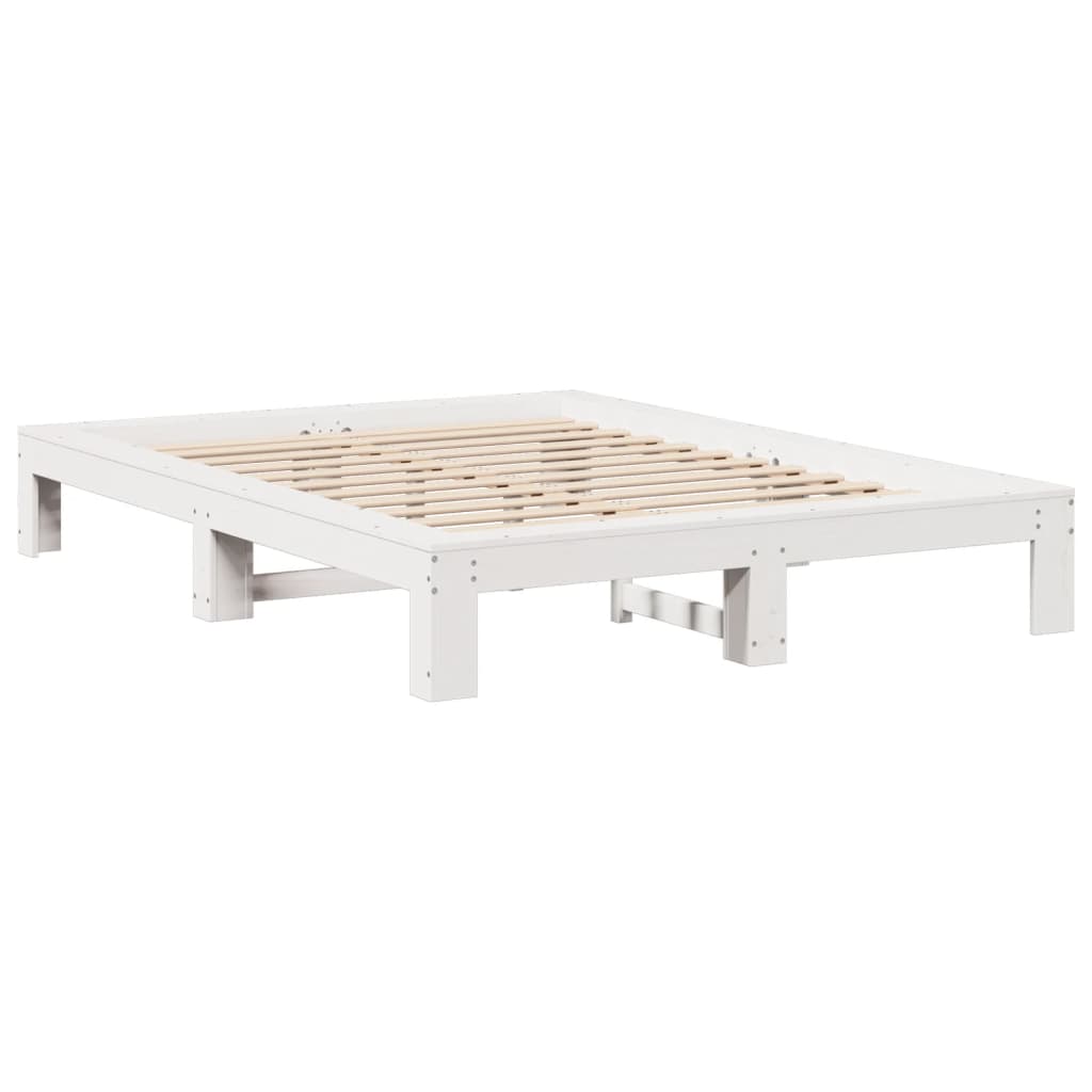 Letto senza Materasso Bianco 140x190 cm Legno Massello di Pino | homemem39