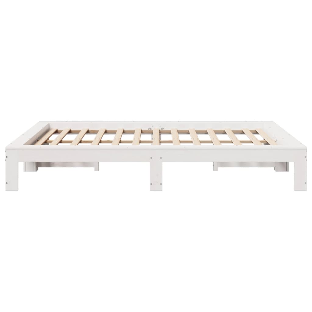Letto senza Materasso Bianco 140x190 cm Legno Massello di Pino | homemem39