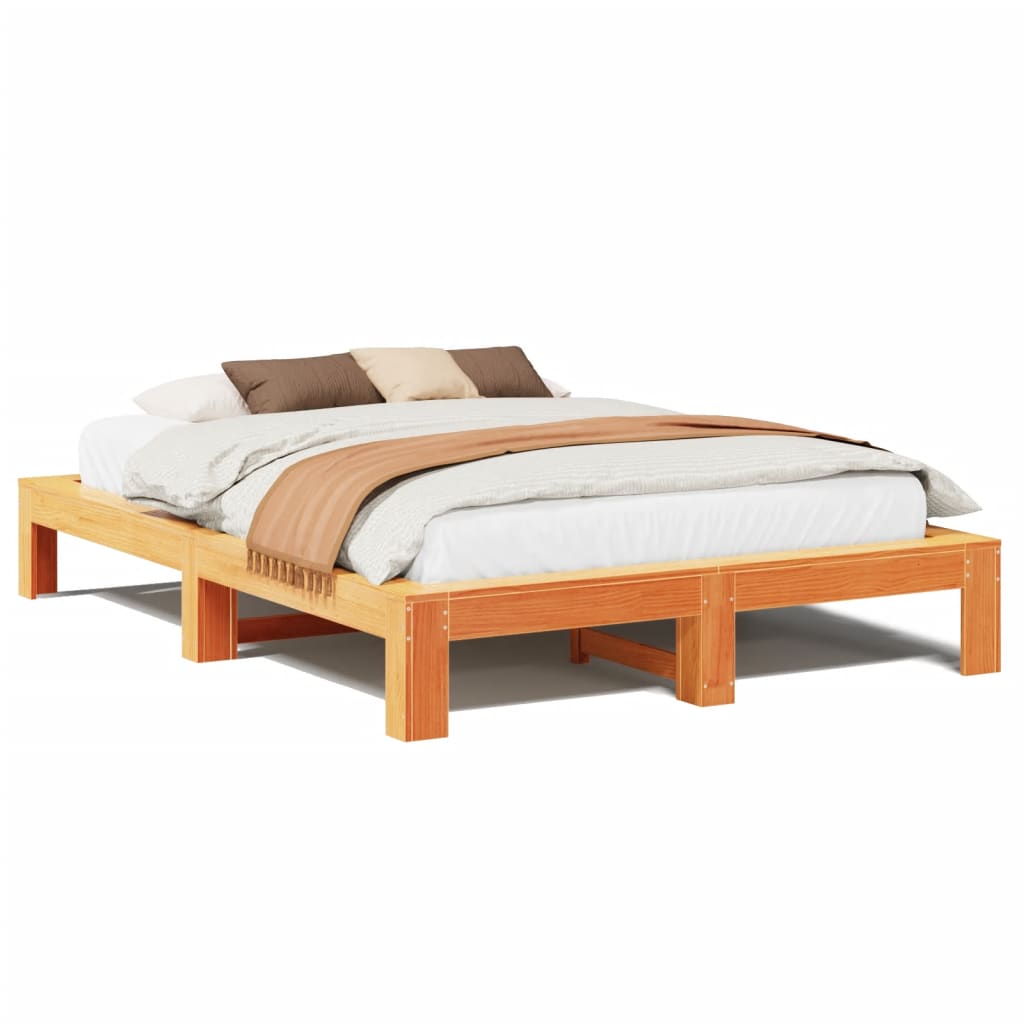 Letto senza Materasso Marrone Cera 140x190 cm in Legno di Pino | homemem39