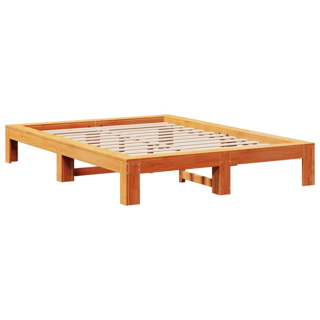 Letto senza Materasso Marrone Cera 140x190 cm in Legno di Pino | homemem39