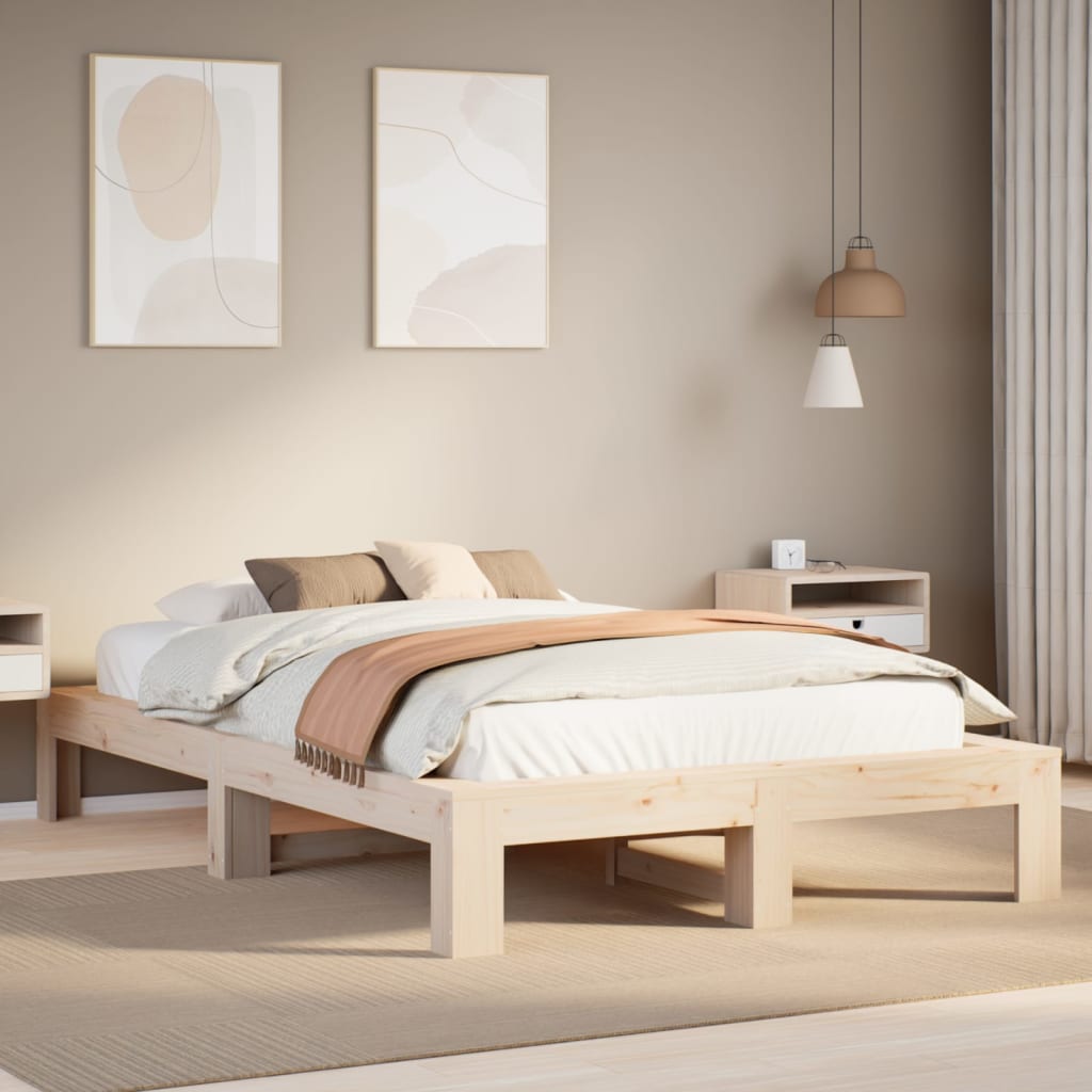 Letto senza Materasso 135x190 cm in Legno Massello di Pino | homemem39