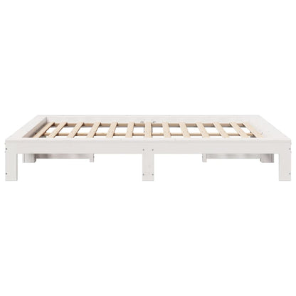 Letto senza Materasso Bianco 135x190 cm Legno Massello di Pino
