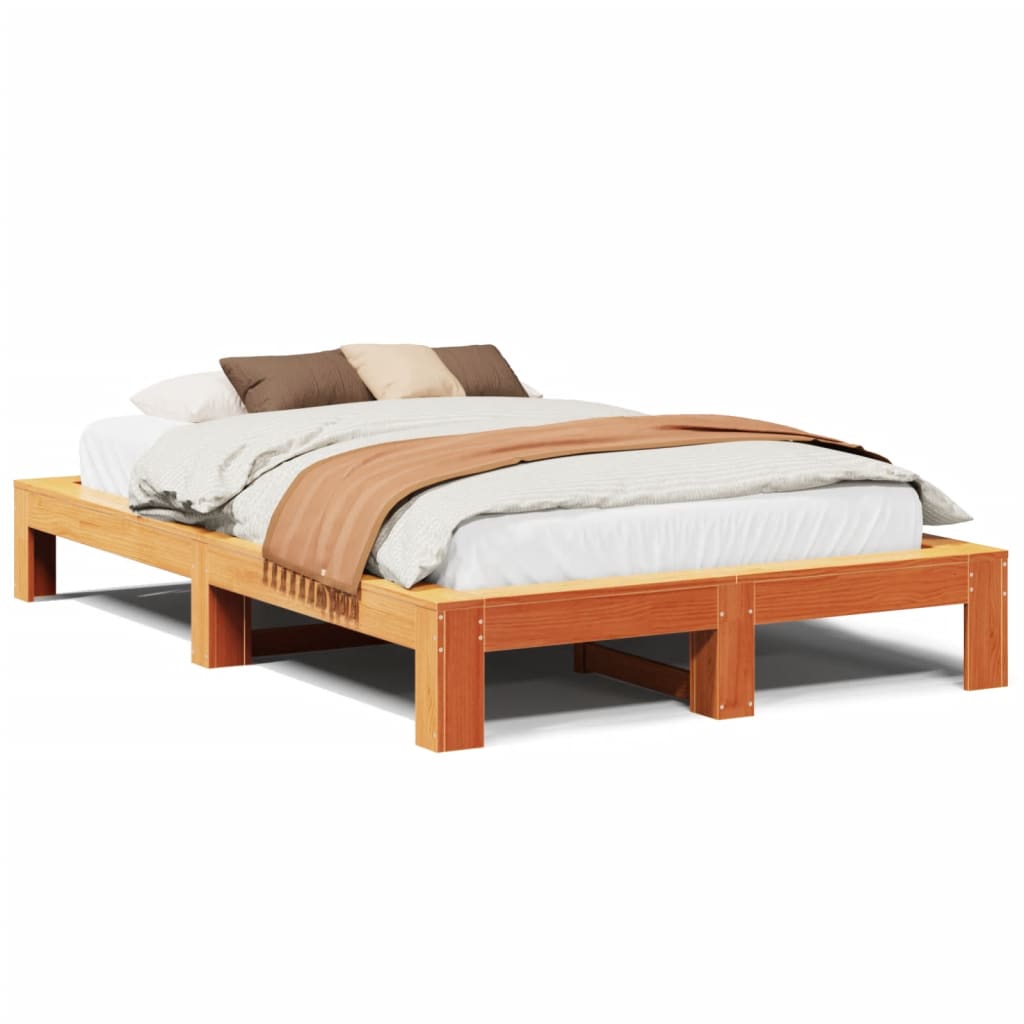 Letto senza Materasso Marrone Cera 135x190 cm in Legno di Pino | homemem39
