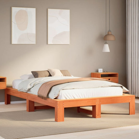 Letto senza Materasso Marrone Cera 135x190 cm in Legno di Pino | homemem39